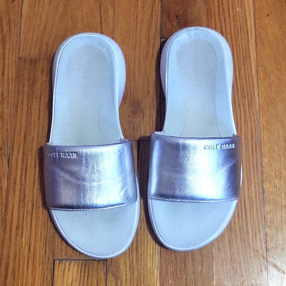 Cole Haan Silver Slide Sandals - Picture 1 of 10